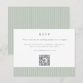 Elegant Sage Green Stripes QR Code Wedding RSVP Kaartje (Voorkant / Achterkant)