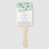Elegant Sage Green Succulent Wedding Programme Handwaaier (Voorkant)