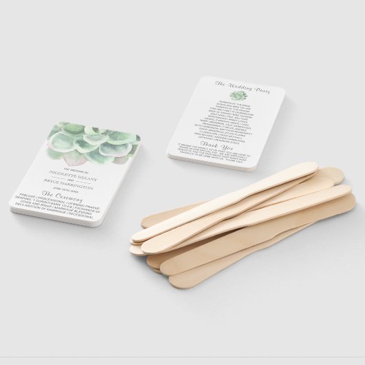 Elegant Sage Green Succulent Wedding Programme Handwaaier (Niet-gemonteerd)