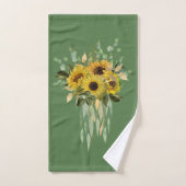 ELEGANT SAGE GREEN SUNFLOWER BATHROOM TOWEL SET BAD HANDDOEK (Handdoek)