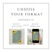 Elegant Sage Green Sunflower Cross Baptisme Kaart