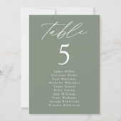 Elegant Sage Green Table Number Seating Chart (Voorkant)