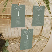 Elegant Sage Green Table Number Seating Chart