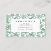 Elegant  Sage Green Toile Horse Visitekaartje (Achterkant)