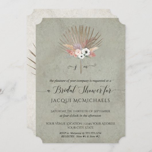 Elegant Sage Green Tropical Floral Vrijgezellenfee Kaart (Voorkant / Achterkant)