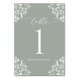 Elegant Sage Green Vintage Classic Small Wedding Kaart