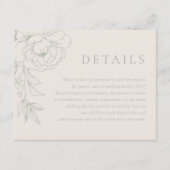 Elegant Sage Green Vintage Floral Wedding Details Informatiekaartje (Voorkant)