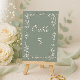 Elegant Sage Green Vintage Floral Wedding Kaart