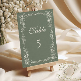 Elegant Sage Green Vintage Floral Wedding Kaart