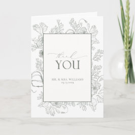 Elegant Sage Green Watercolor Floral Thank You Kaart