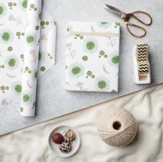 Elegant Sage Green Watercolor Floral Wedding Cadeaupapier