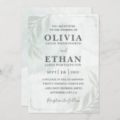 Elegant Sage Green Watercolor Foliage Wedding  Kaart (Voorkant / Achterkant)