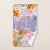 Elegant Sage Green Waterverf Floral Roos Pattern Bad Handdoek (Handdoek)