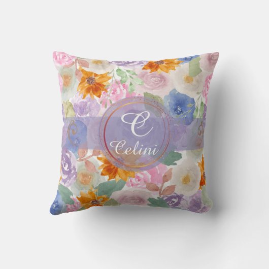 Elegant Sage Green Waterverf Floral Roos Pattern Kussen (Achterkant)