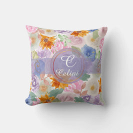 Elegant Sage Green Waterverf Floral Roos Pattern Kussen