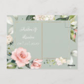 Elegant Sage Green Waterverf Floral Wedding Briefkaart (Achterkant)