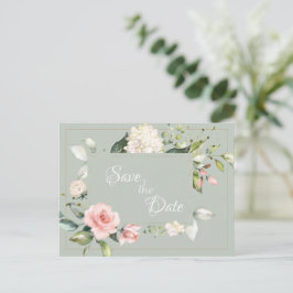 Elegant Sage Green Waterverf Floral Wedding Briefkaart