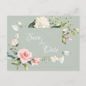 Elegant Sage Green Waterverf Floral Wedding Briefkaart (Voorkant)