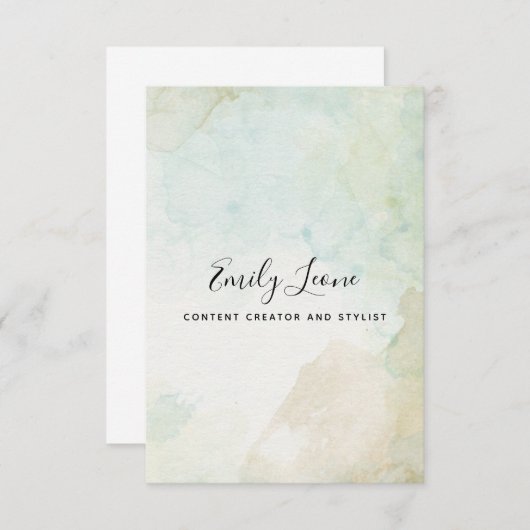 Elegant Sage Green Waterverf Notitiekaartje (Voorkant / Achterkant)