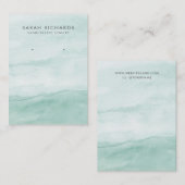 Elegant Sage Green Waterverf Oorbel Display Visitekaartje (Voorkant / Achterkant)