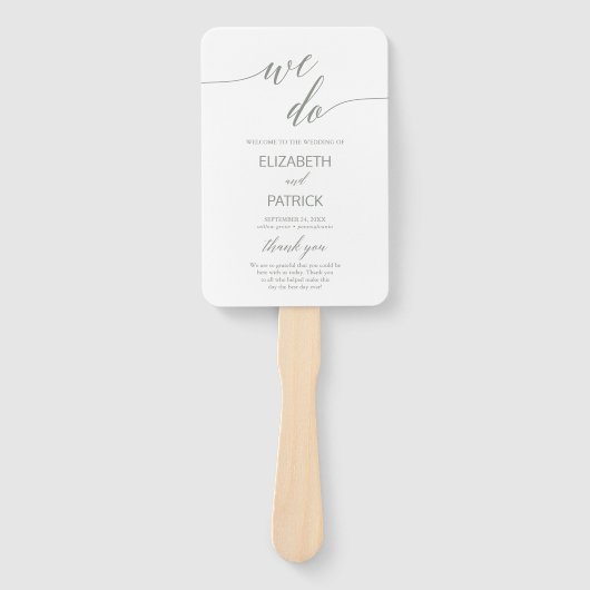 Elegant Sage Green We Do Wedding Program Handwaaier (Voorkant)