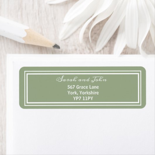 Elegant Sage Green Wedding Address Label (Insitu)