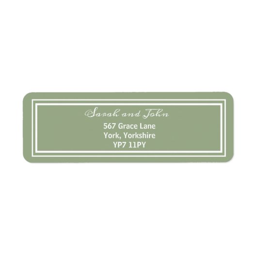 Elegant Sage Green Wedding Address Label (Voorkant)
