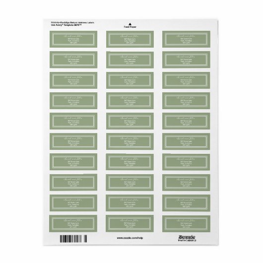 Elegant Sage Green Wedding Address Label (Full Sheet)