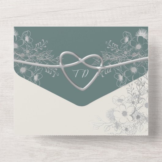 Elegant Sage Green Wedding All In One Uitnodiging (Achterkant)