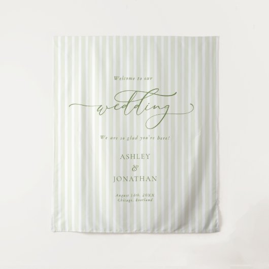 Elegant Sage Green Wedding Backdrop Tapestry Wandkleed (Voorkant)