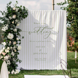 Elegant Sage Green Wedding Backdrop Tapestry Wandkleed