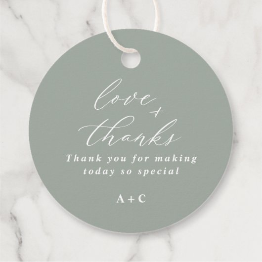 Elegant Sage Green Wedding Classy Round Bedankjes Labels (Achterkant)