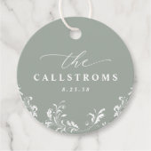 Elegant Sage Green Wedding Classy Round Bedankjes Labels (Voorkant)