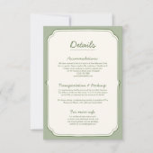 Elegant Sage Green Wedding Details Card  (Voorkant)