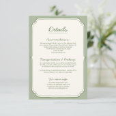 Elegant Sage Green Wedding Details Card  (Staand voorkant)