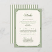Elegant Sage Green Wedding Details Card  (Voorkant / Achterkant)
