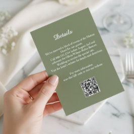 Elegant Sage Green Wedding Details Enclosure Card Informatiekaartje