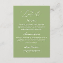 Elegant Sage Green Wedding Details Informatiekaartje