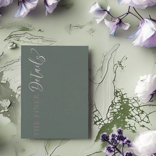 Elegant Sage Green Wedding Details Informatiekaartje