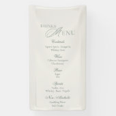 Elegant Sage Green Wedding Drinks Menu Sign Spandoek (Verticaal)