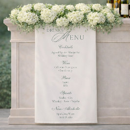 Elegant Sage Green Wedding Drinks Menu Sign Spandoek