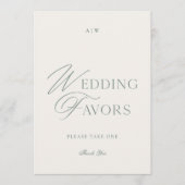 Elegant Sage Green Wedding Favors Sign Kaart (Voorkant)