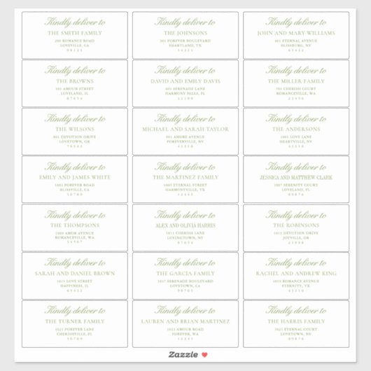 Elegant Sage Green Wedding Guest Address Labels (Vel)