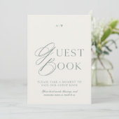 Elegant Sage Green Wedding Guest Book Sign Kaart (Staand voorkant)