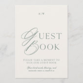 Elegant Sage Green Wedding Guest Book Sign Kaart (Voorkant)
