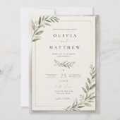 Elegant Sage Green Wedding Invitation | Minimalist Kaart (Voorkant)