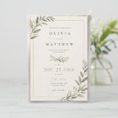 Elegant Sage Green Wedding Invitation | Minimalist Kaart (Staand voorkant)