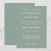 Elegant Sage Green Wedding Invitations Kaart (Voorkant / Achterkant)