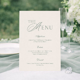 Elegant Sage Green Wedding Menu Card Kaart