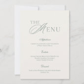 Elegant Sage Green Wedding Menu Card  Kaart (Voorkant)